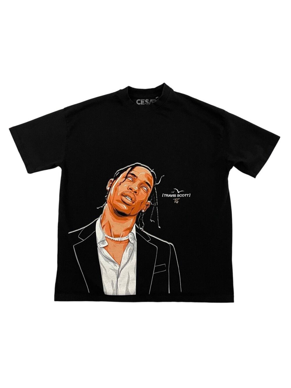 Travis Scott Graphic T Shirt Size Large Black Designed by Cesar 2023 Heavyweight